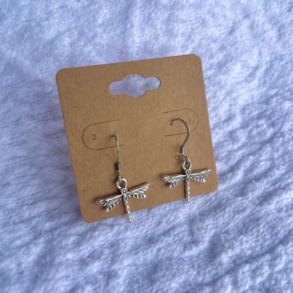 Handmade Silver Dragonfly Earrings